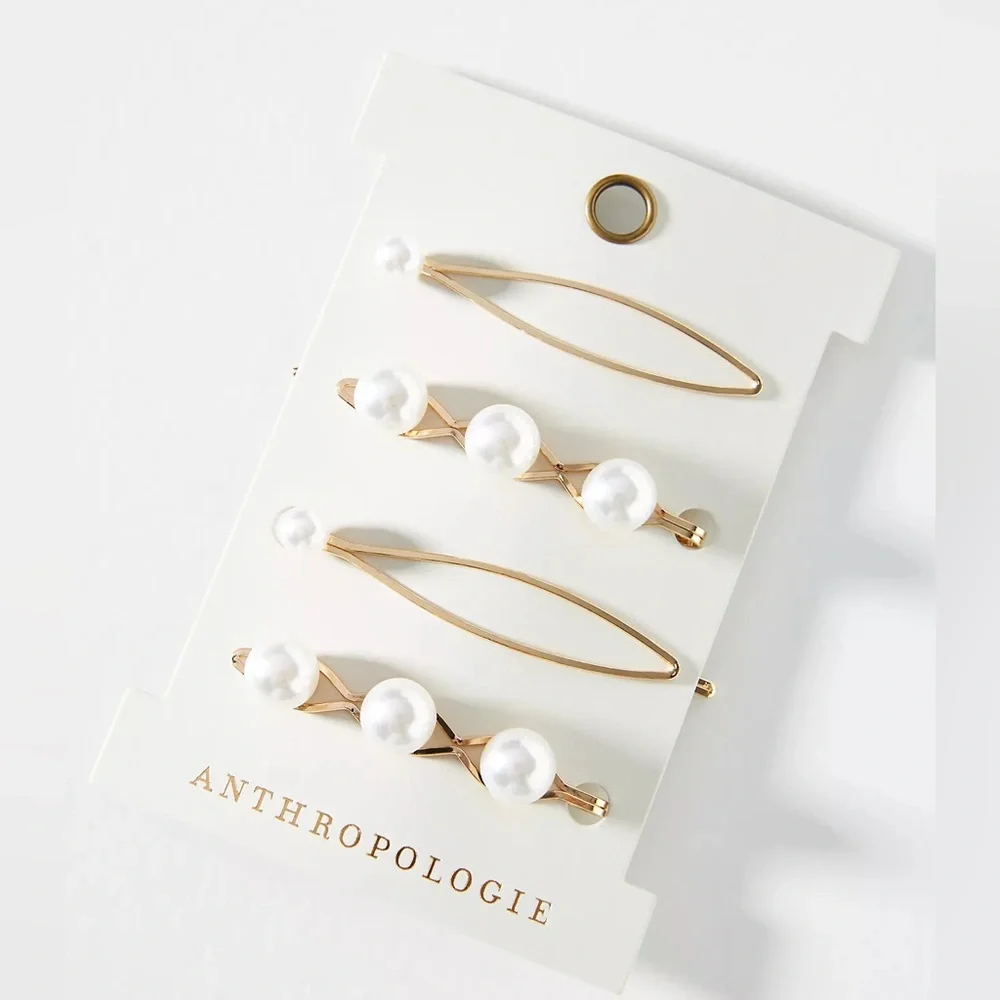 New🌟Anthropologie -Pearl Embellished Bobby Pin Set Hair Accessories